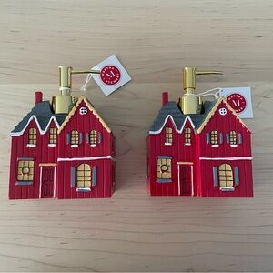 Brand new with tags Martha Stewart Red House Soap Dispensers with Gold Pumps